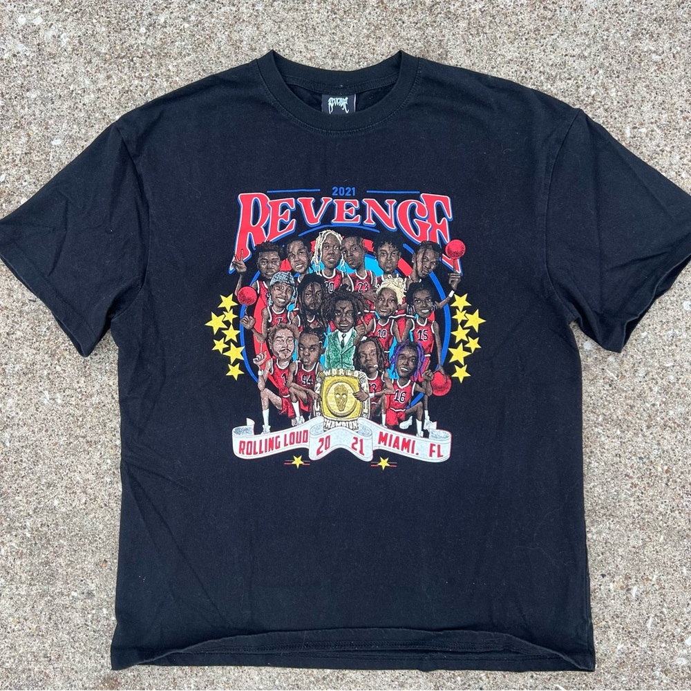 Revenge Clothing Black Graphic Tee with Colorful Design